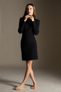Knitted silhouette dress with neck