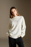 Soft oversized cashmere round neck jumper in white