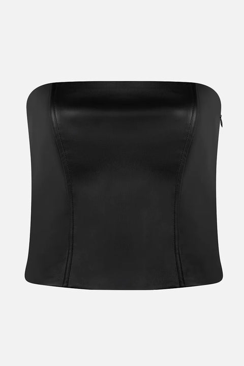 Vegan leather black corset