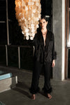 All Black Frida Look, Silk Shirt & Pajama Trousers, Cosheroom